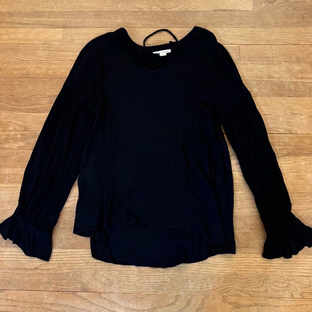 Love Riche black long sleeve tunic high low blouse shirt top size medium M
 b62